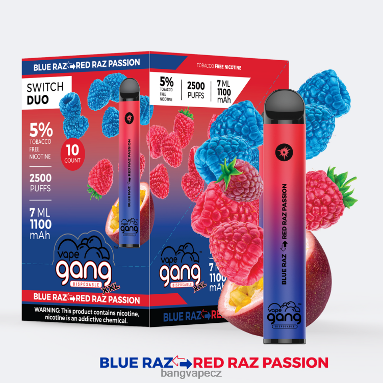 VNBN646 Vape Gang Switch Duo 2 příchutě (balení po 10 ks) červené jablko - zelené jablko | Bang Disposable Vape Flavors