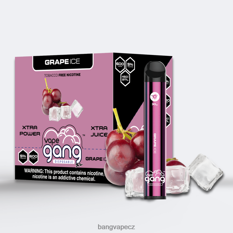 VNBN662 Vape Gang XL jednorázové vapky 600 vdechů (krabička po 10) hroznový led | Bang Box Vape Flavors