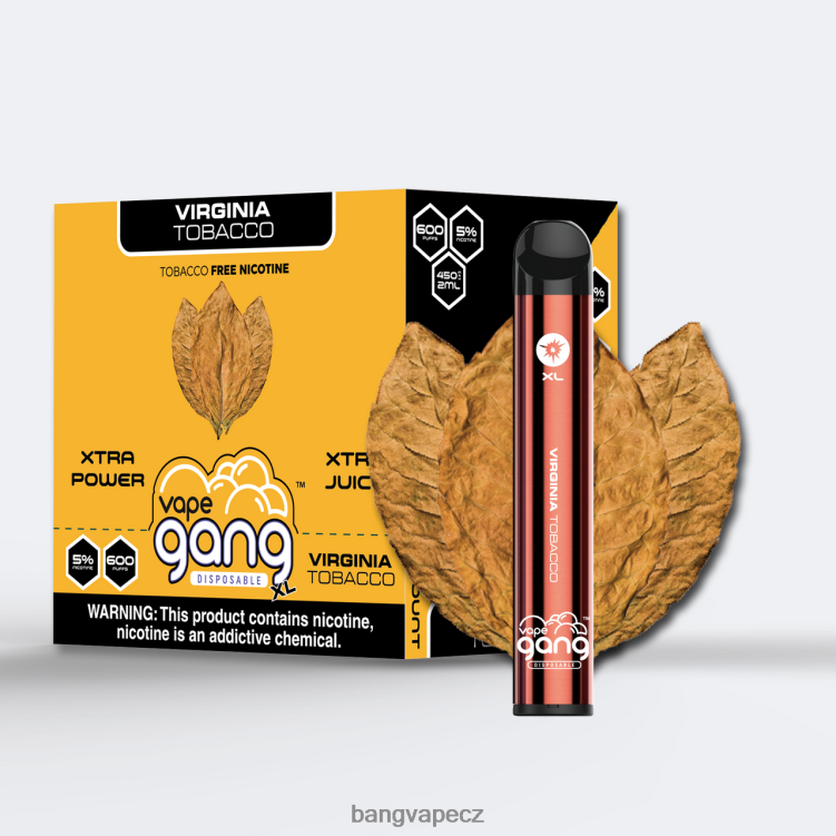 VNBN670 Vape Gang XL jednorázové vapky 600 vdechů (krabička po 10) virginský tabák | Bang Box Vape Cena