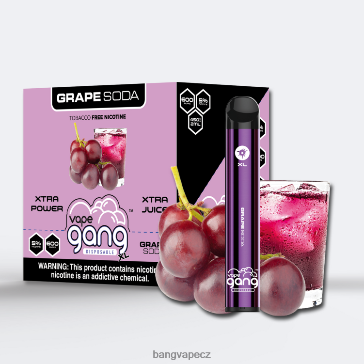 VNBN671 Vape Gang XL jednorázové vapky 600 vdechů (krabička po 10) hroznová soda | Bang Disposable Vape Review
