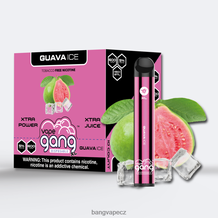 VNBN672 Vape Gang XL jednorázové vapky 600 vdechů (krabička po 10) guava led | Bang Box Vape Flavors
