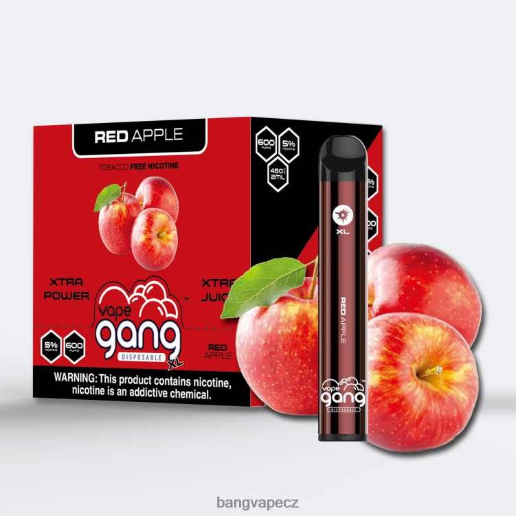 VNBN673 Vape Gang XL jednorázové vapky 600 vdechů (krabička po 10) červené jablko | Bang Vape CZ
