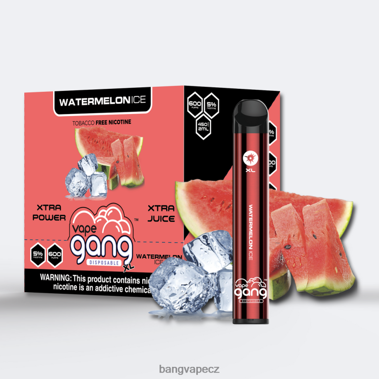 VNBN676 Vape Gang XL jednorázové vapky 600 vdechů (krabička po 10) melounový led | Bang Vape Brno