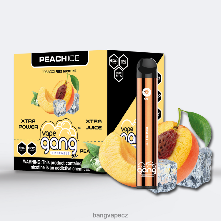 VNBN677 Vape Gang XL jednorázové vapky 600 vdechů (krabička po 10) broskvový led | Vape Gang Disposables