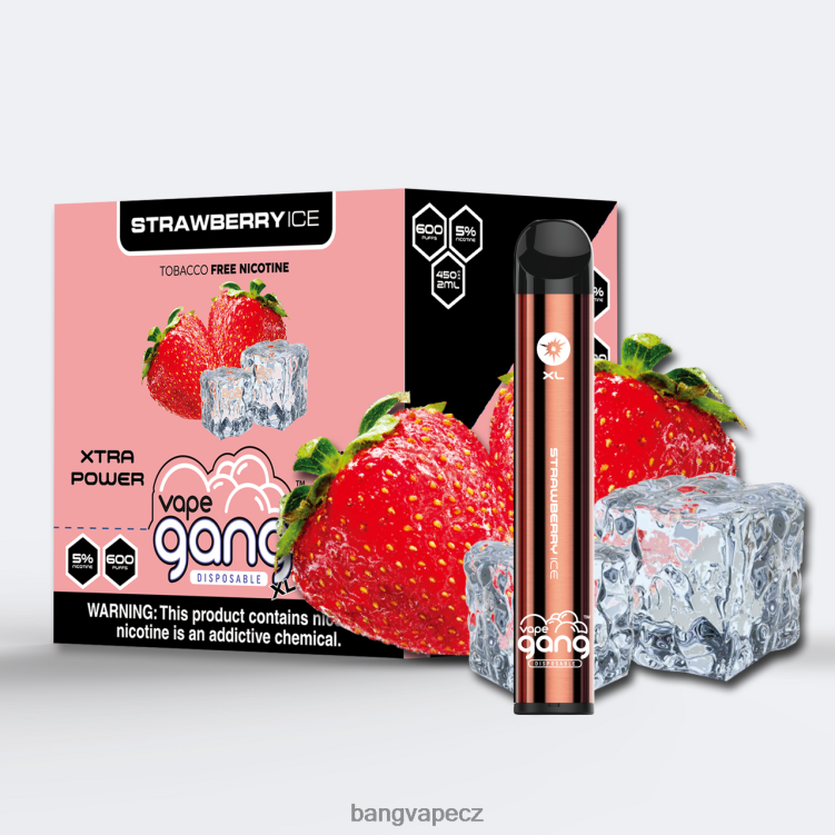 VNBN678 Vape Gang XL jednorázové vapky 600 vdechů (krabička po 10) jahodový led | Bang Disposable Vape Flavors